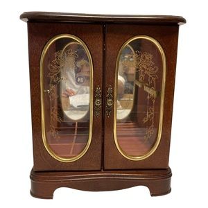 Unique Vintage Double Door Mini Armoire Style Jewelry Box!